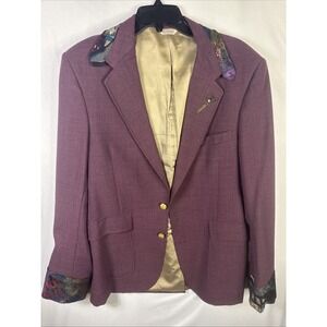 Vintage Hamilton Collection Plum Blazer 40R Silk Cuffs Art Style Brent Hardgrave